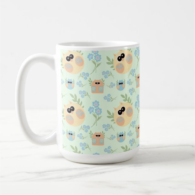 owls pattern coffee mug (Left)