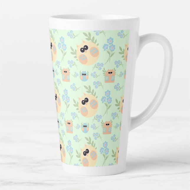 owls pattern latte mug (Right)