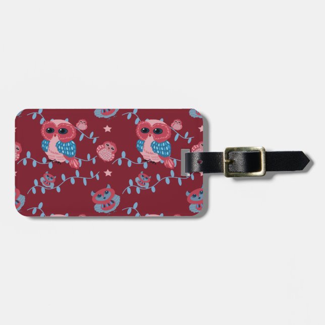 owls pattern luggage tag (Front Horizontal)
