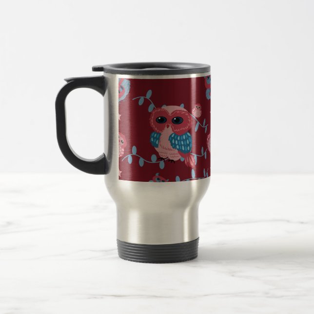 owls pattern travel mug (Left)
