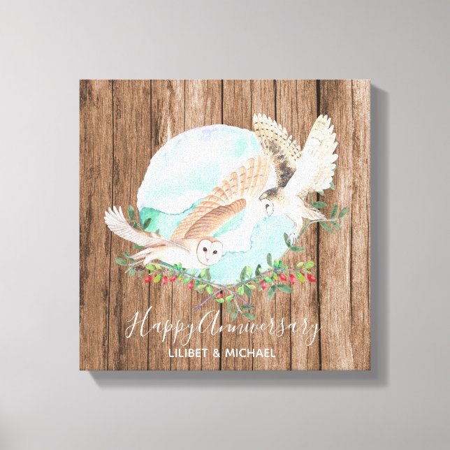Owls Personalised Canvas Print (Front)