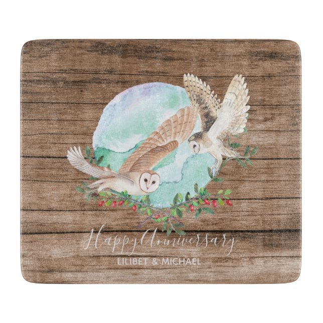 Owls Personalised Cutting Board (Front)