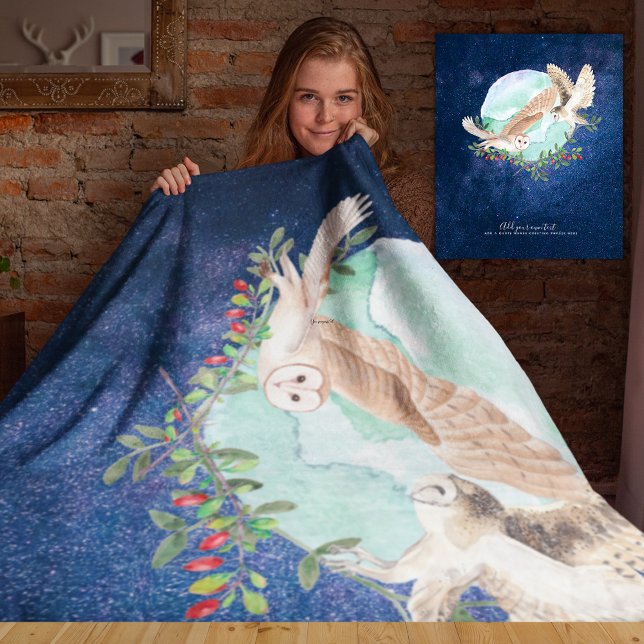 Owls Personalised Fleece Blanket (Creator Uploaded)