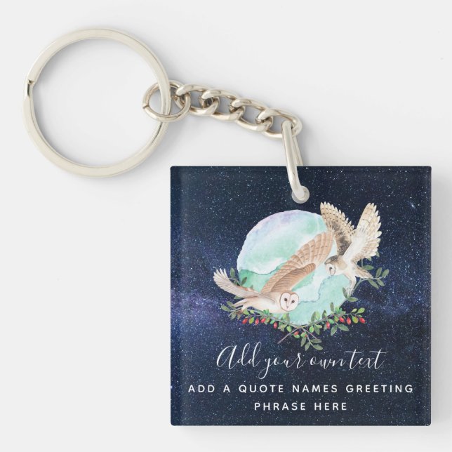 Owls Personalised Key Ring (Front)
