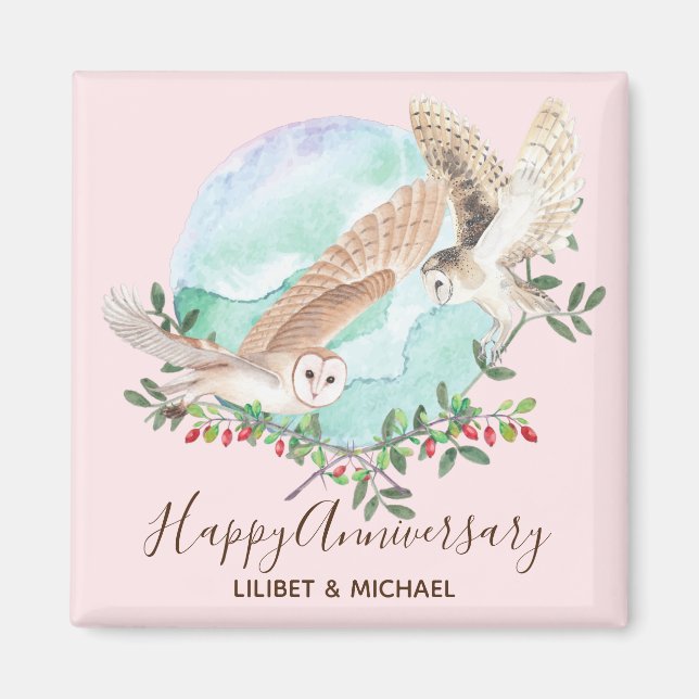Owls Personalised Magnet (Front)