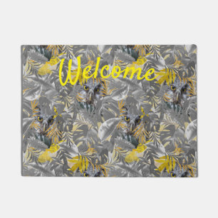 Owls - Plant leaves in Grey /Yellow 2021 colours Doormat