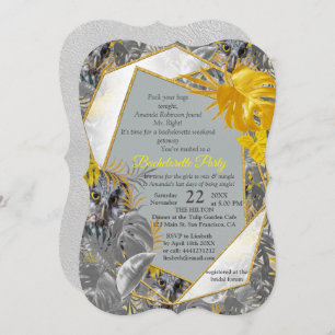Owls - Plant leaves in Grey /Yellow 2021 colours Invitation