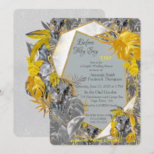 Owls - Plant leaves in Grey /Yellow 2021 colours Invitation