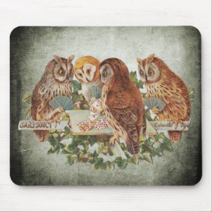 Owls Playing Poker Mouse Mat