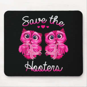Owls Save A Hooters Pink Ribbon Breast Cancer Gift Mouse Mat
