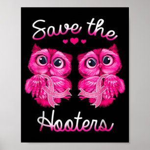 Owls Save A Hooters Pink Ribbon Breast Cancer Gift Poster