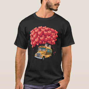 Owls School Bus Driver Valentine's Day Funny Birds T-Shirt