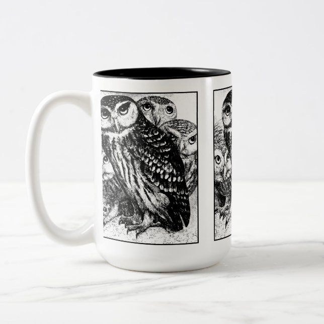 Owls Two-Tone Coffee Mug (Left)