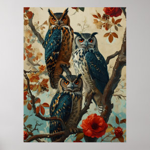 Owls Vintage Poster