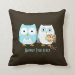 Owls Wedding - Bride and Groom with Custom Text Cushion<br><div class="desc"></div>