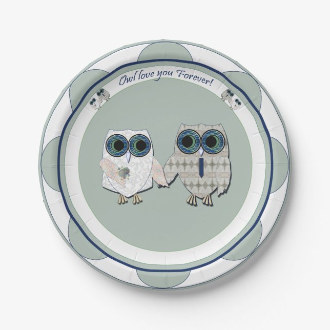 Owls Wedding Paper Plates (Front)