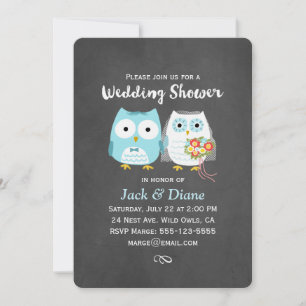 Owls Wedding Shower Couple Cute Bride and Groom Invitation