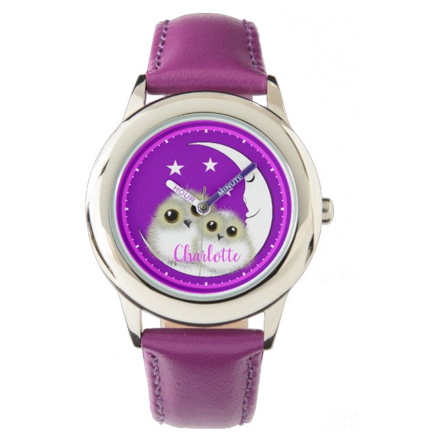 Owls Whimsical Cute Personalised Watch (Front)