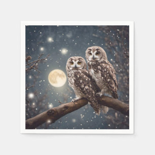 Owls With Full Moon Napkin