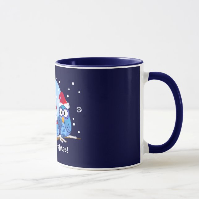 Owls with Santa hats mug (Right)
