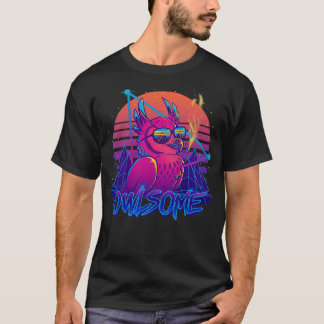 Owlsome Owl Awesome Bird Retrowave 80s T-Shirt