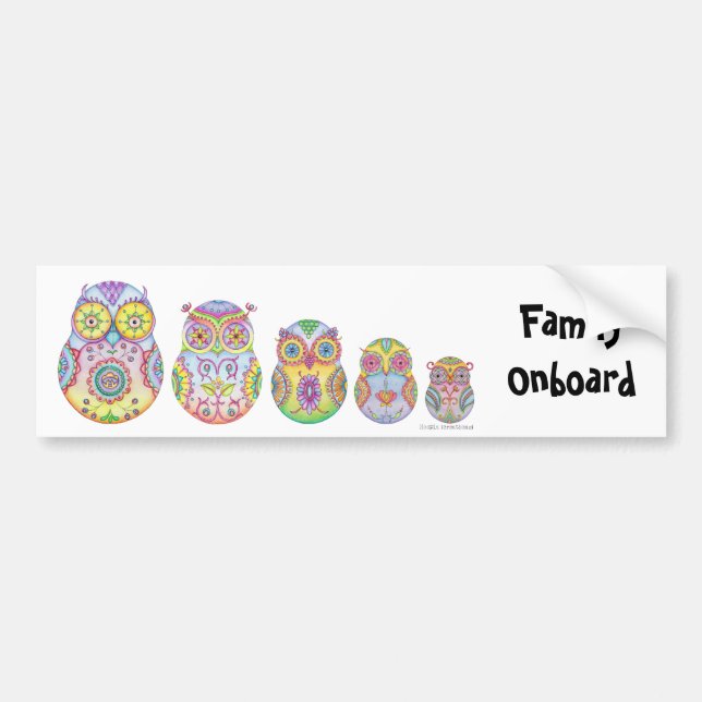 'Owlushka' Family Bumper Sticker (Front)