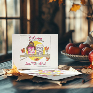 Owlways Be Thankful Inspirational Postcard