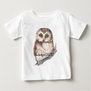 Owlways Cute Fun Quote Watercolor Little Owl Baby T-Shirt