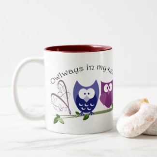 Owlways in my heart, cute Owl Gifts Two-Tone Coffee Mug