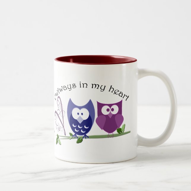 Owlways in my heart, cute Owl Gifts Two-Tone Coffee Mug (Right)