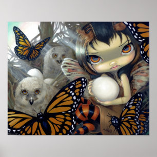 Owlyn in the Nest ART PRINT owl fairy hatchling