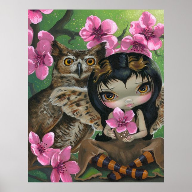 Owlyn in the Springtime ART PRINT Owl Fairy Spring (Front)