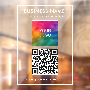 Own Business Logo Add Text QR Code Modern Template Window Cling