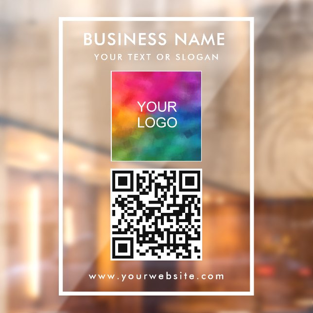 Own Business Logo Add Text QR Code Modern Template Window Cling (Sheet 2)