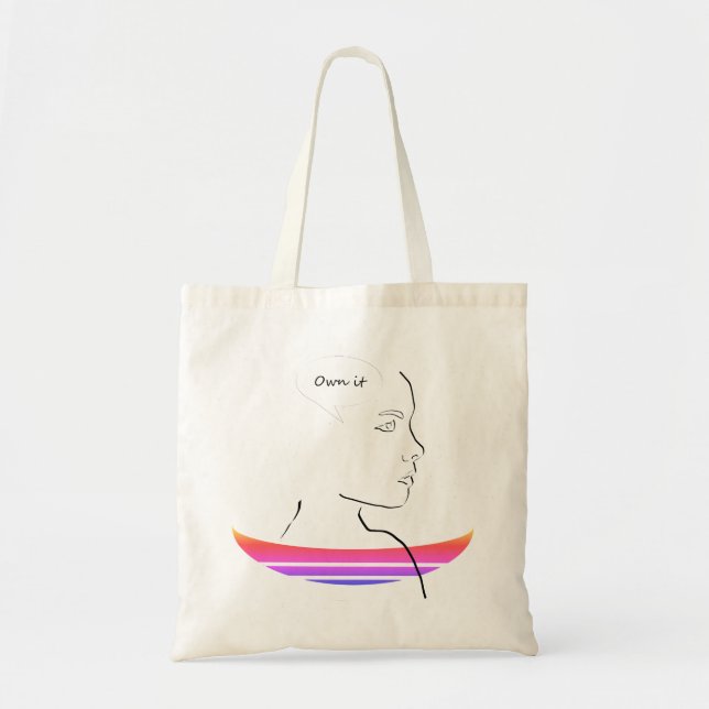 Own It - Face Sketch Quote Tote Bag (Front)