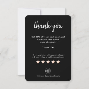 Own Logo Black Small Business Thank You Card
