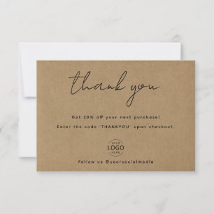 Own Logo Kraft Paper Business Thank You Card