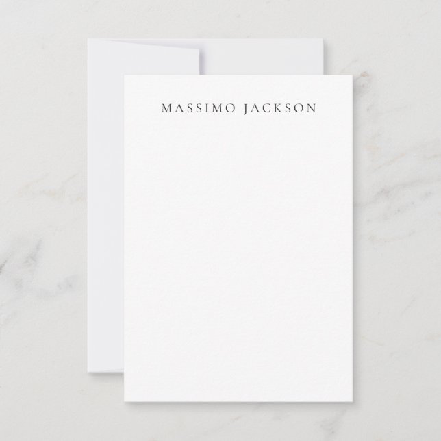 Own Name Calligraphy Chic Plain Simple Black White Card (Front)