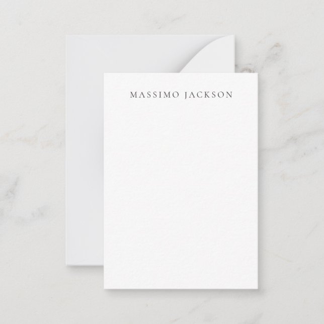 Own Name Calligraphy Chic Plain Simple Black White Card (Front)