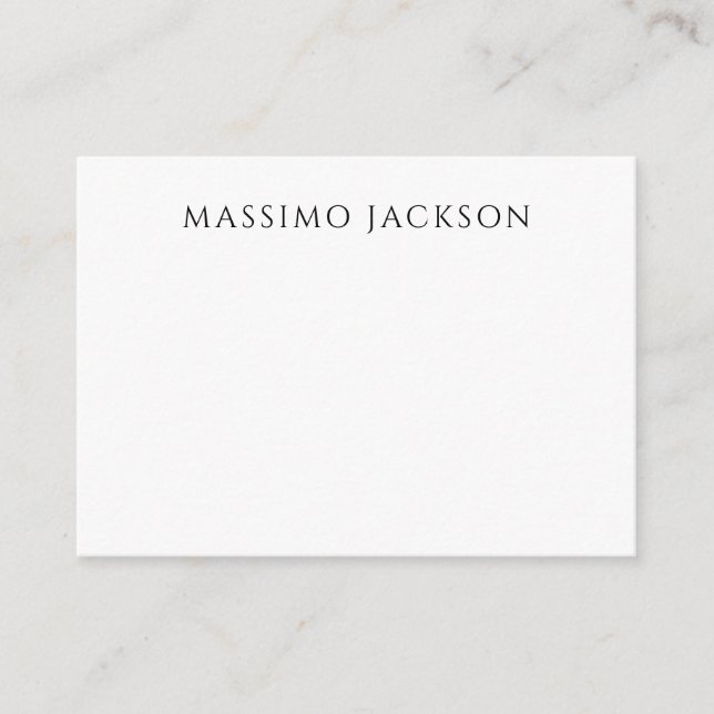 Own Name Calligraphy Chic Plain Simple Black White Enclosure Card (Front)