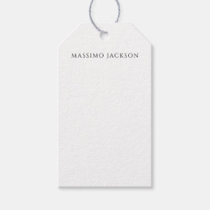 Own Name Calligraphy Chic Plain Simple Black White Gift Tags