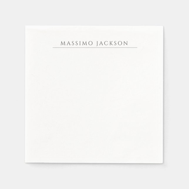 Own Name Calligraphy Chic Plain Simple Black White Napkin (Front)