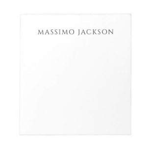 Own Name Calligraphy Chic Plain Simple Black White Notepad
