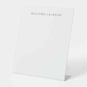 Own Name Calligraphy Chic Plain Simple Black White Pedestal Sign