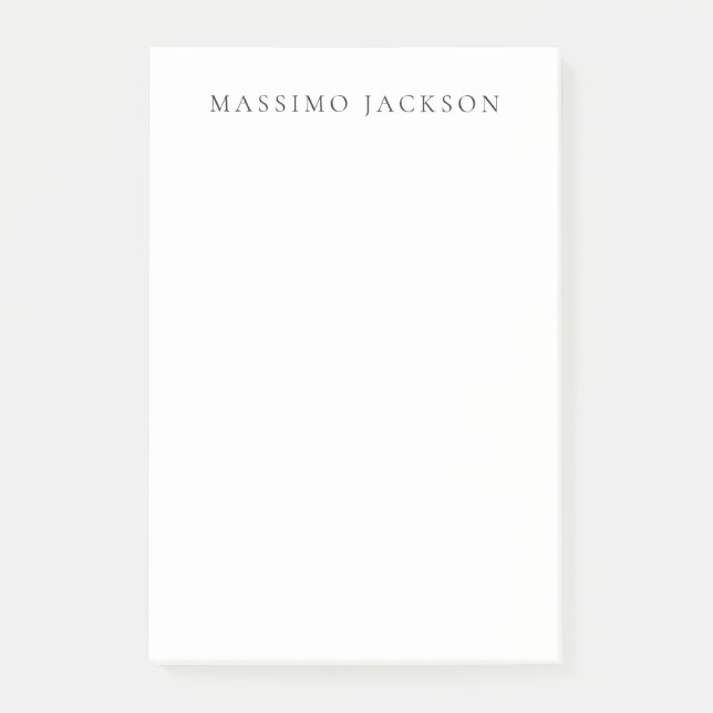 Own Name Calligraphy Chic Plain Simple Black White Post-it Notes (Front)