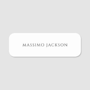 Own Name Calligraphy Chic Plain Simple Black White Tag