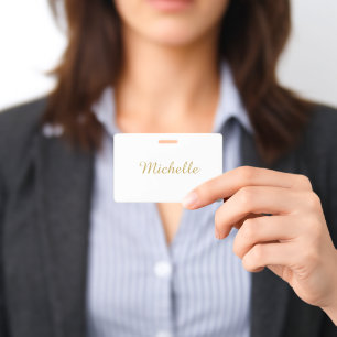 Own Name Creative Trendy Gold Colour Script ID Badge
