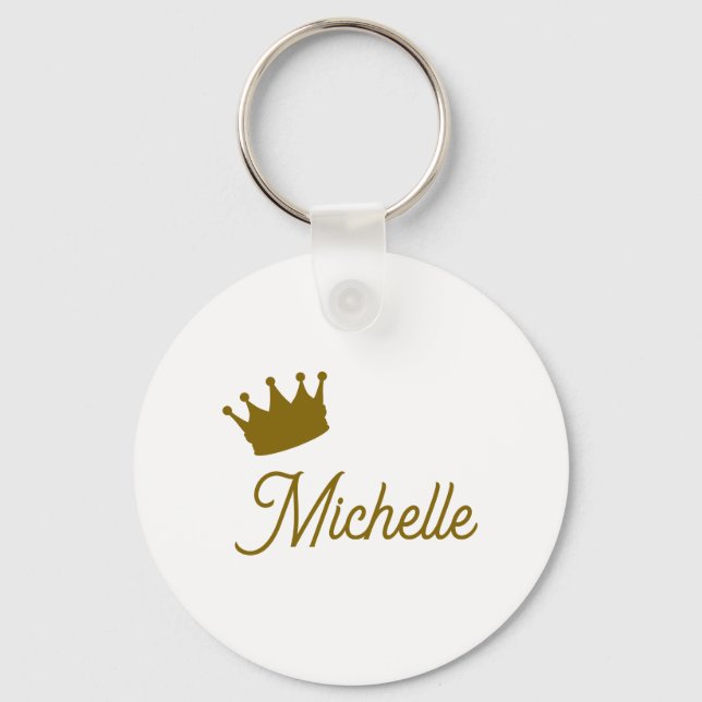Own Name Creative Trendy Gold Colour Script Key Ring (Front)