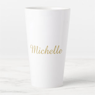 Own Name Creative Trendy Gold Colour Script Latte Mug