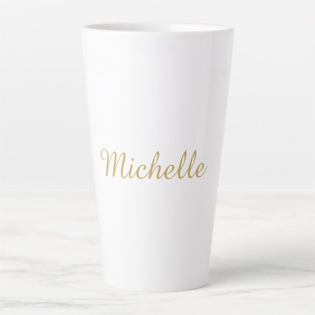 Own Name Creative Trendy Gold Colour Script Latte Mug (Front)
